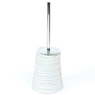 Grey and Silver Finish Ceramic Round Toilet Brush Holder Gedy 3933-73
